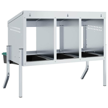 Kippennestkast 4 Compartimenten Met Poten Gegalvaniseerd Staal 110 x 50 x 63/68 cm