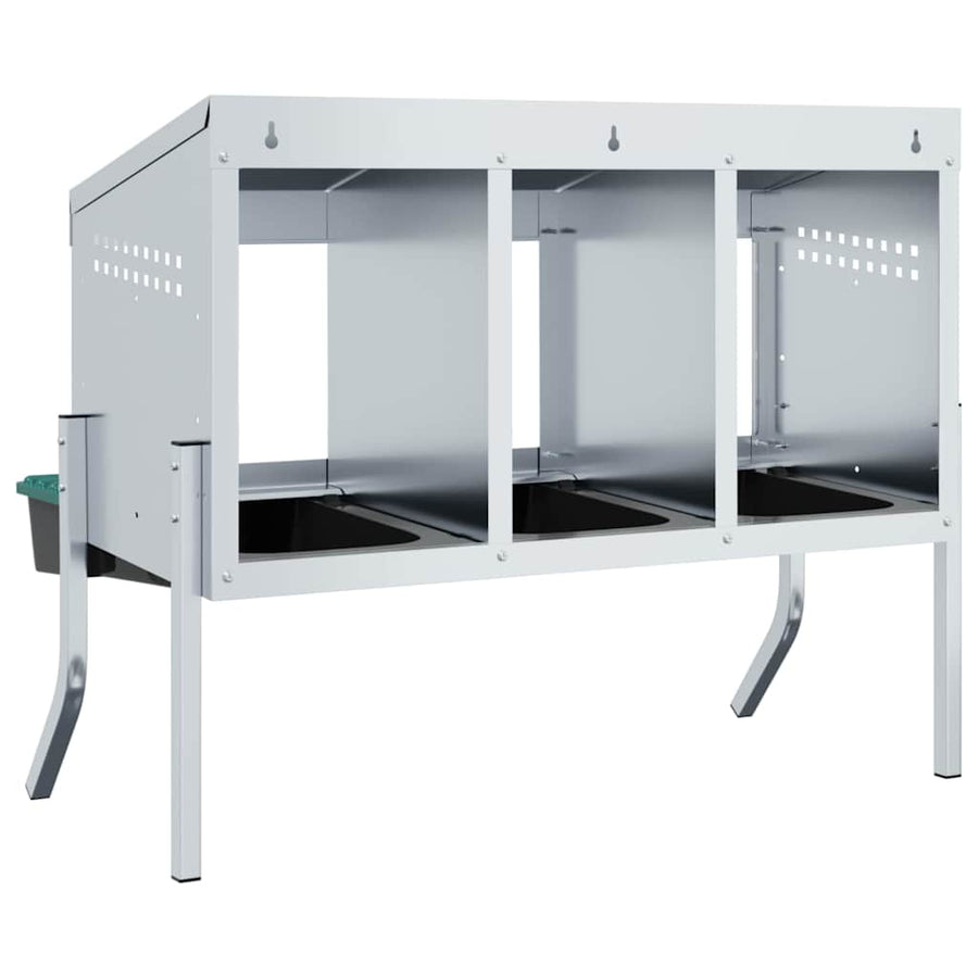 Kippennestkast 4 Compartimenten Met Poten Gegalvaniseerd Staal 110 x 50 x 63/68 cm