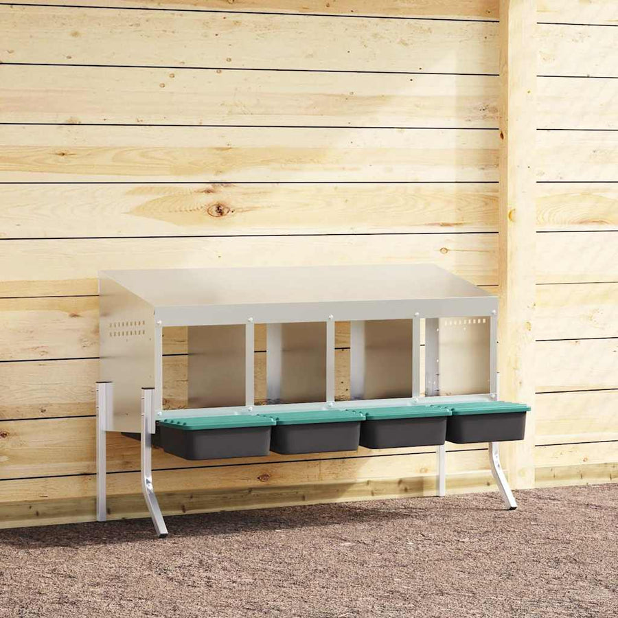 Kippennestkast 4 Compartimenten Met Poten Gegalvaniseerd Staal 110 x 50 x 63/68 cm