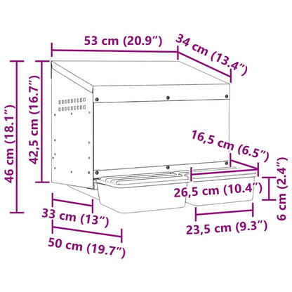 Kippennestkast 2 Compartimenten Wandmontage Gegalvaniseerd Staal 53 x 50 x 46 cm