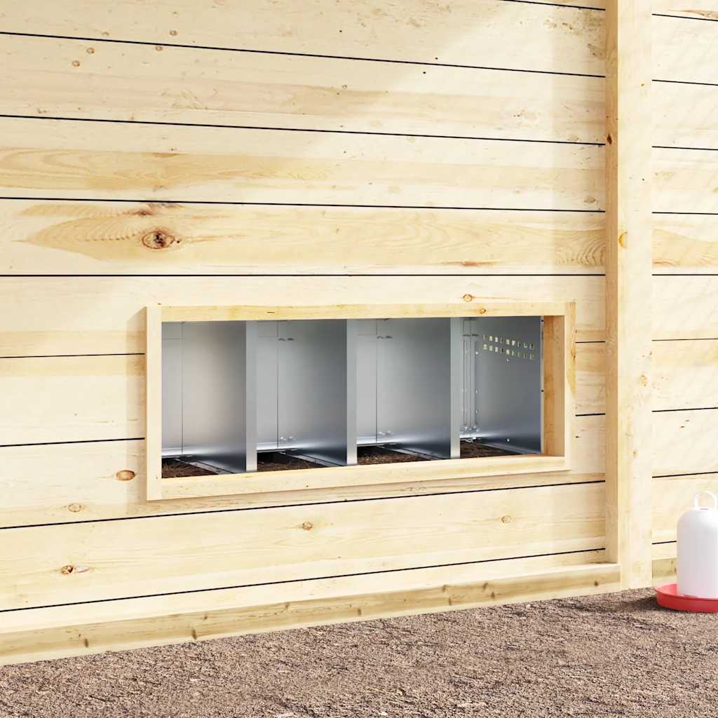 Kippennestkast 4 Compartimenten Wandmontage Gegalvaniseerd Staal 106 x 50 x 46 cm