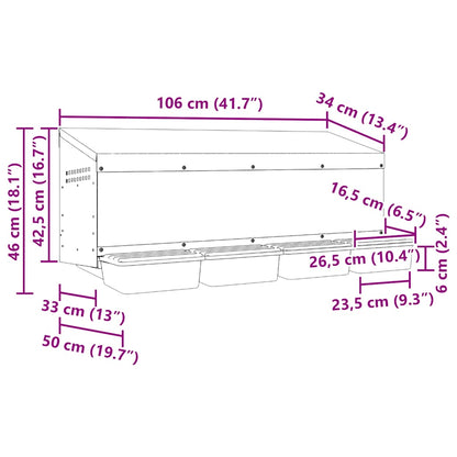 Kippennestkast 4 Compartimenten Wandmontage Gegalvaniseerd Staal 106 x 50 x 46 cm