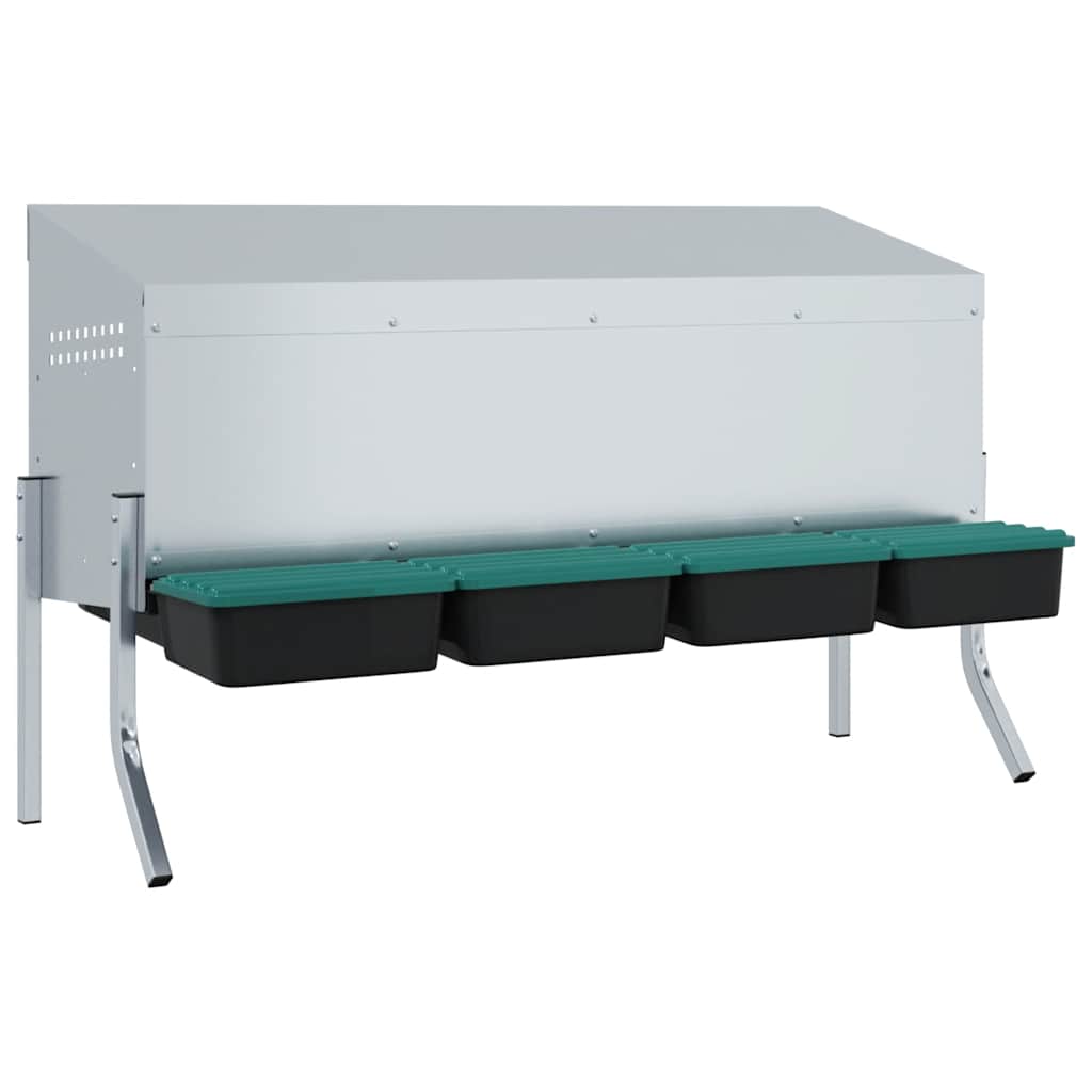 Kippennestkast 4 Compartimenten Met Poten Gegalvaniseerd Staal 110 x 50 x 63/68 cm
