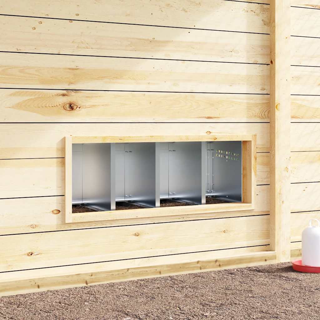 Kippennestkast 4 Compartimenten Met Poten Gegalvaniseerd Staal 110 x 50 x 63/68 cm