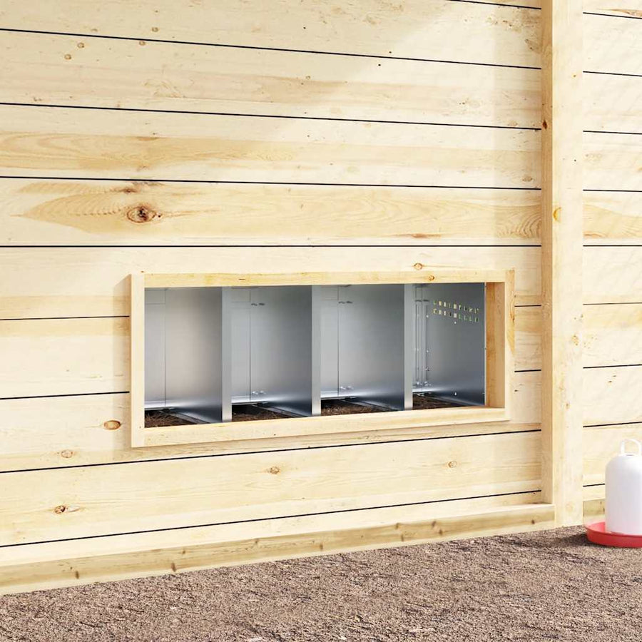 Kippennestkast 4 Compartimenten Met Poten Gegalvaniseerd Staal 110 x 50 x 63/68 cm
