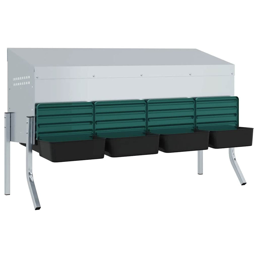 Kippennestkast 4 Compartimenten Met Poten Gegalvaniseerd Staal 110 x 50 x 63/68 cm