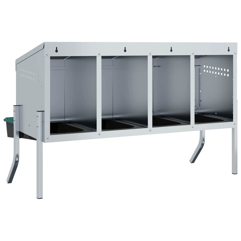 Kippennestkast 4 Compartimenten Met Poten Gegalvaniseerd Staal 110 x 50 x 63/68 cm