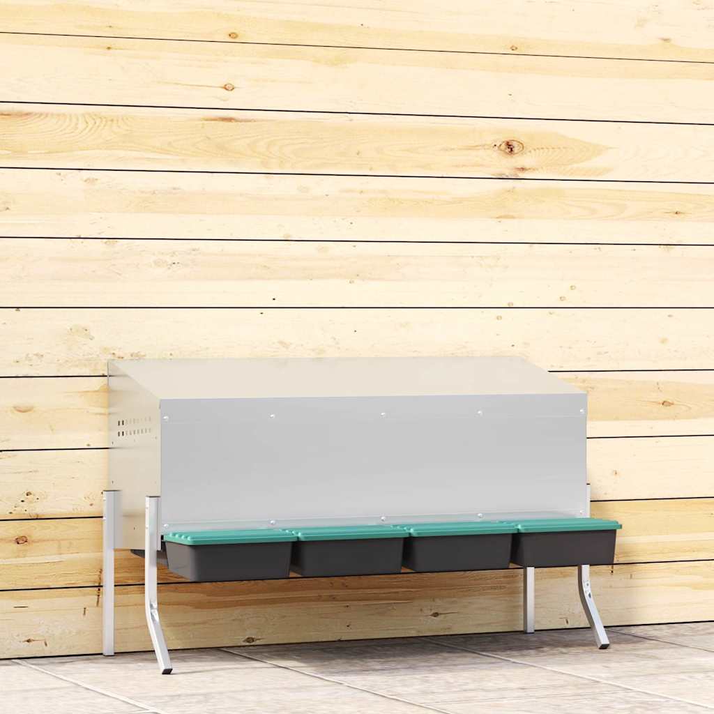 Kippennestkast 4 Compartimenten Met Poten Gegalvaniseerd Staal 110 x 50 x 63/68 cm