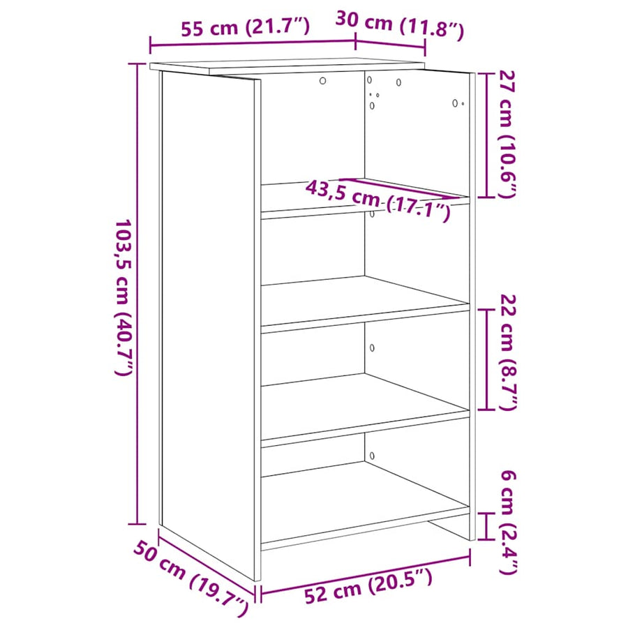 Receptiebalie 55X50X103,5 Cm Bewerkt Hout 55 x 50 x 103.5 cm Betongrijs