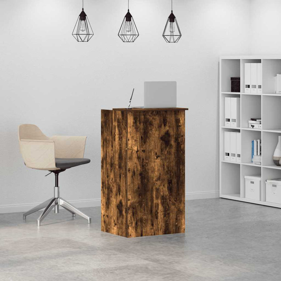 Receptiebalie 55x50x103,5 cm bewerkt hout gerookt eikenkleurig