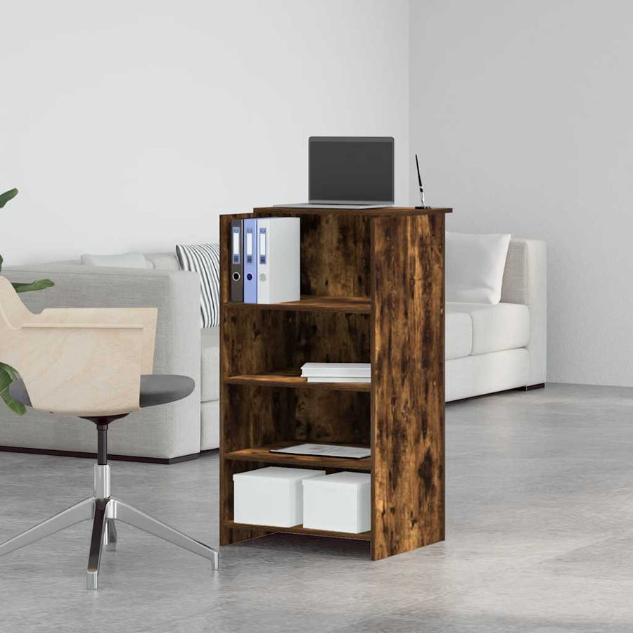 Receptiebalie 55x50x103,5 cm bewerkt hout gerookt eikenkleurig