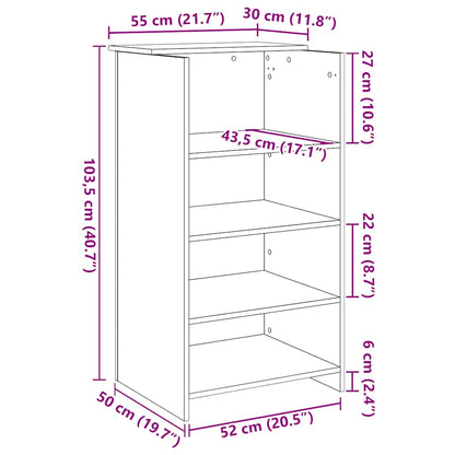 Receptiebalie 55x50x103,5 cm bewerkt hout gerookt eikenkleurig