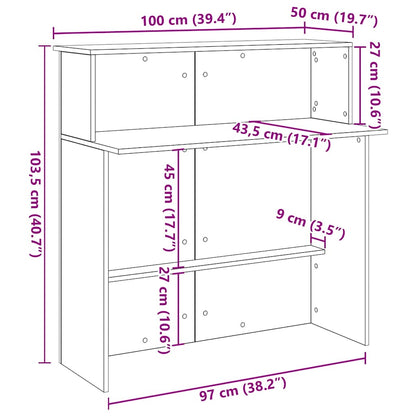Receptiebalie 100x50x103,5 cm bewerkt hout gerookt eikenkleurig