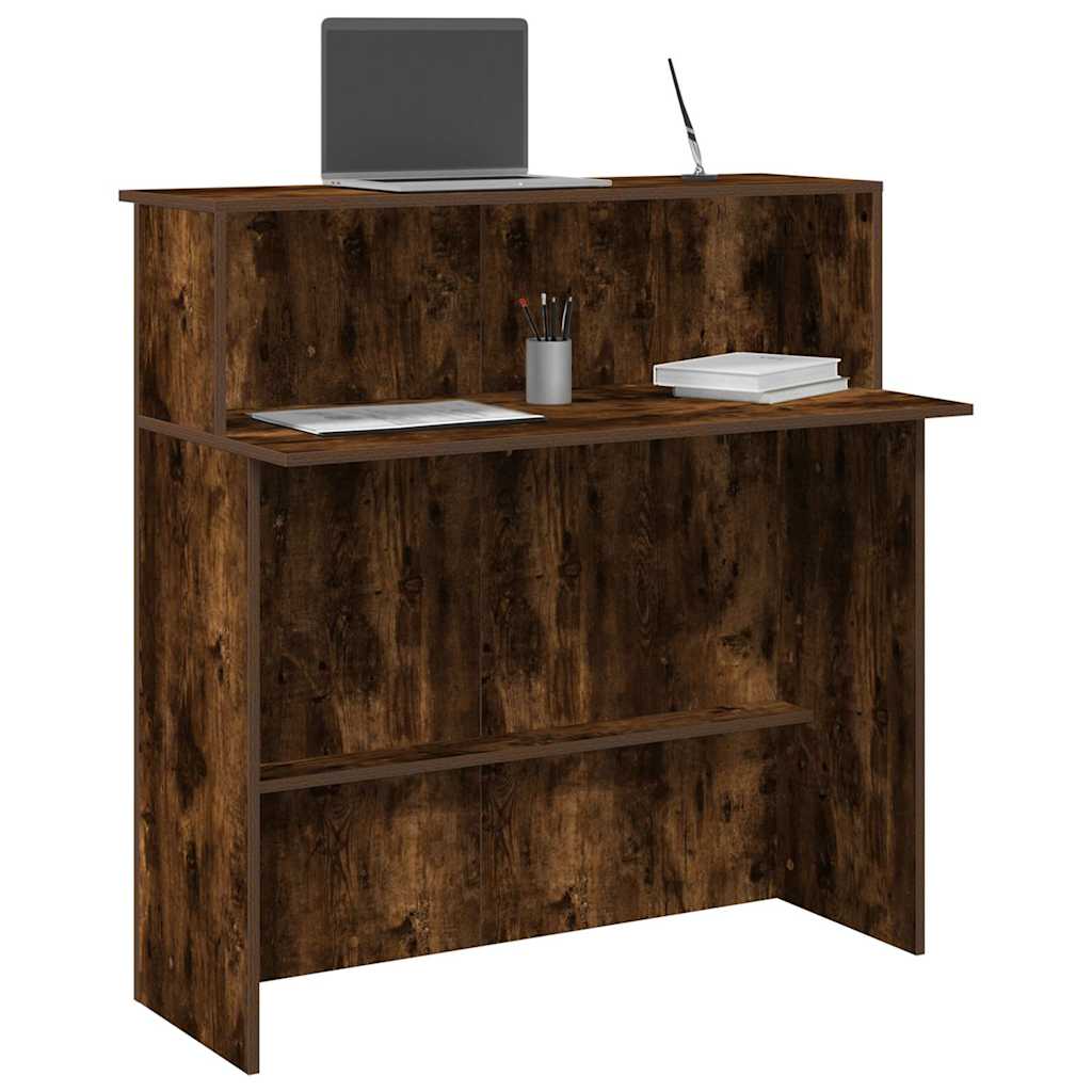 Receptiebalie 100x50x103,5 cm bewerkt hout gerookt eikenkleurig