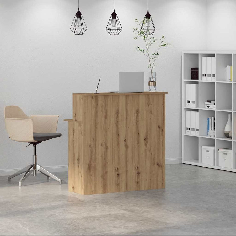 Receptiebalie 100x50x103,5cm bewerkt hout artisanaal eikenkleur