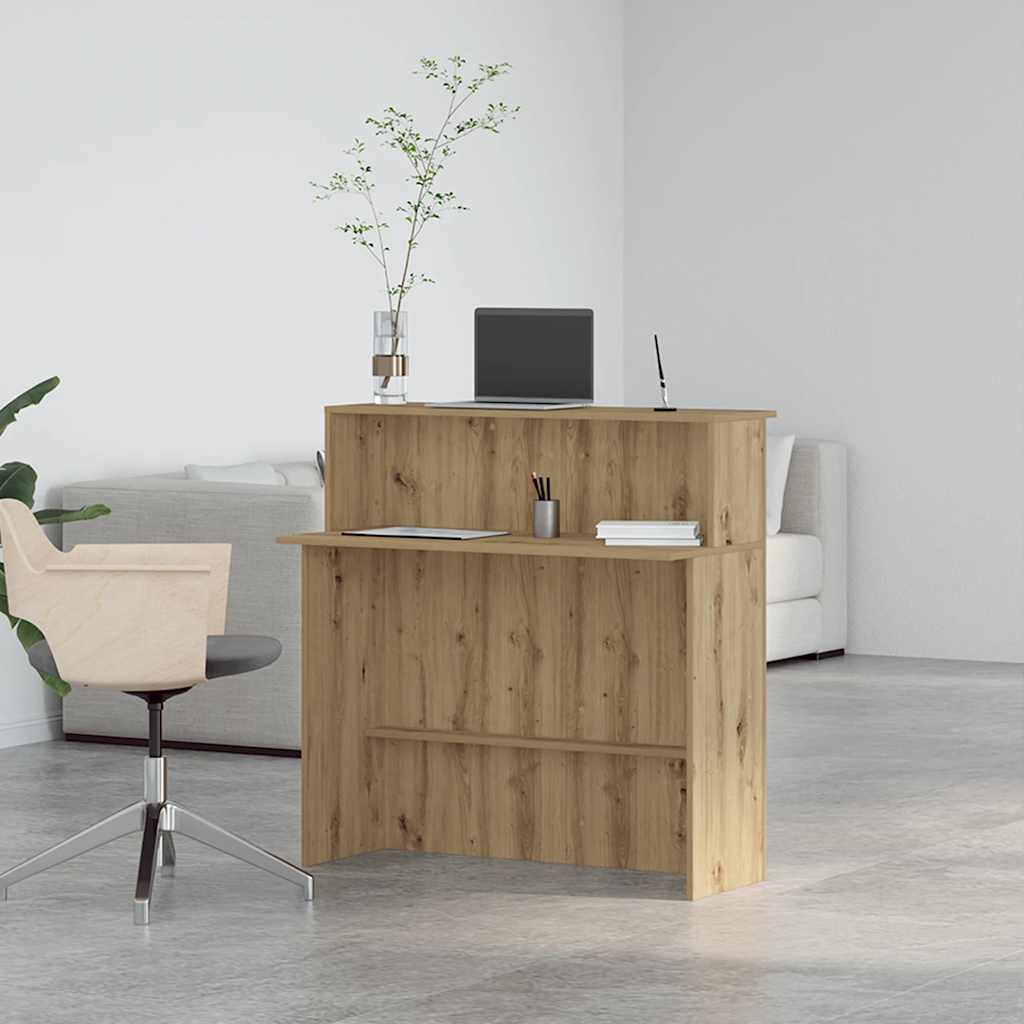 Receptiebalie 100x50x103,5cm bewerkt hout artisanaal eikenkleur