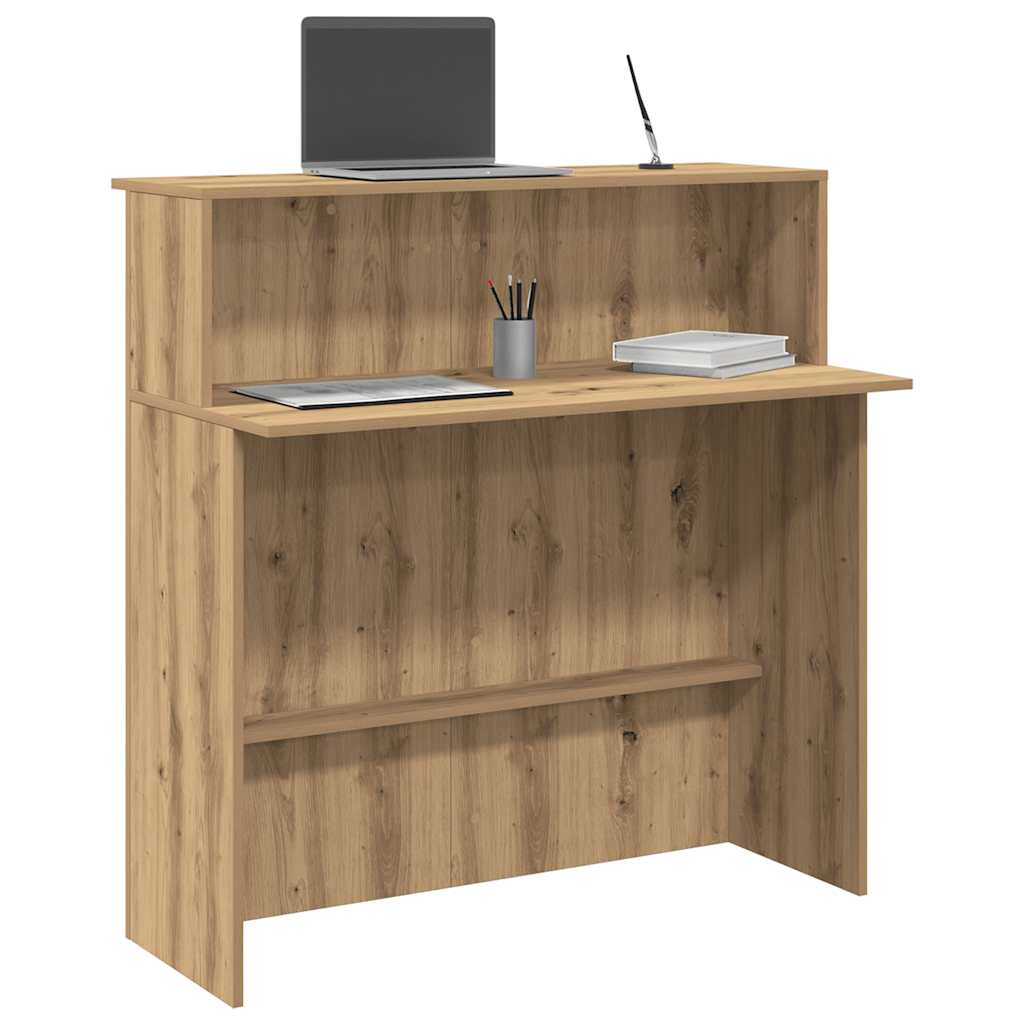 Receptiebalie 100x50x103,5cm bewerkt hout artisanaal eikenkleur