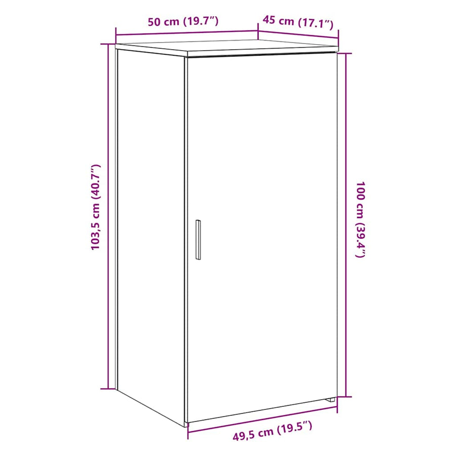 Opbergkast 50x45x103,5 cm bewerkt hout sonoma eikenkleurig