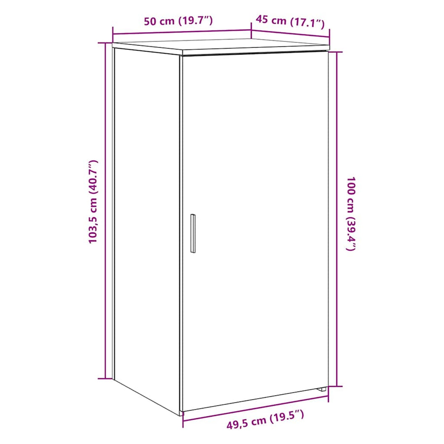 Opbergkast 50x45x103,5 cm bewerkt hout oud houtkleurig