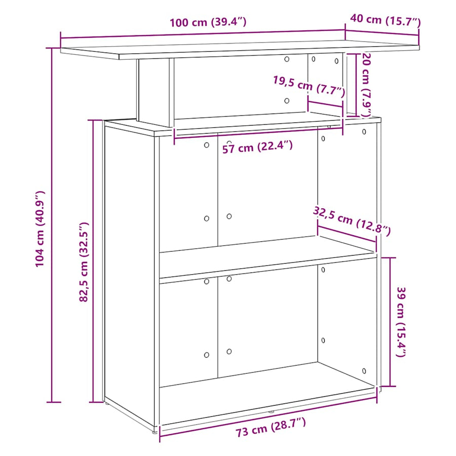 Receptiebalie 100X40X104 Cm Bewerkt Hout Wit