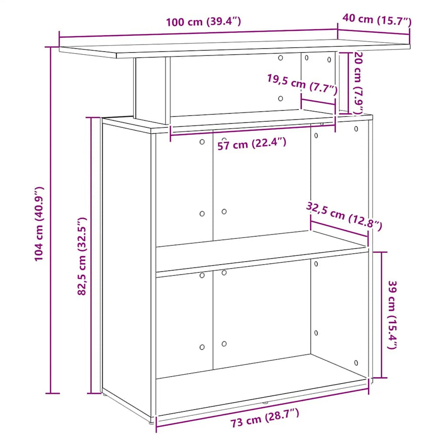 Receptiebalie 100X40X104 Cm Bewerkt Hout Zwart