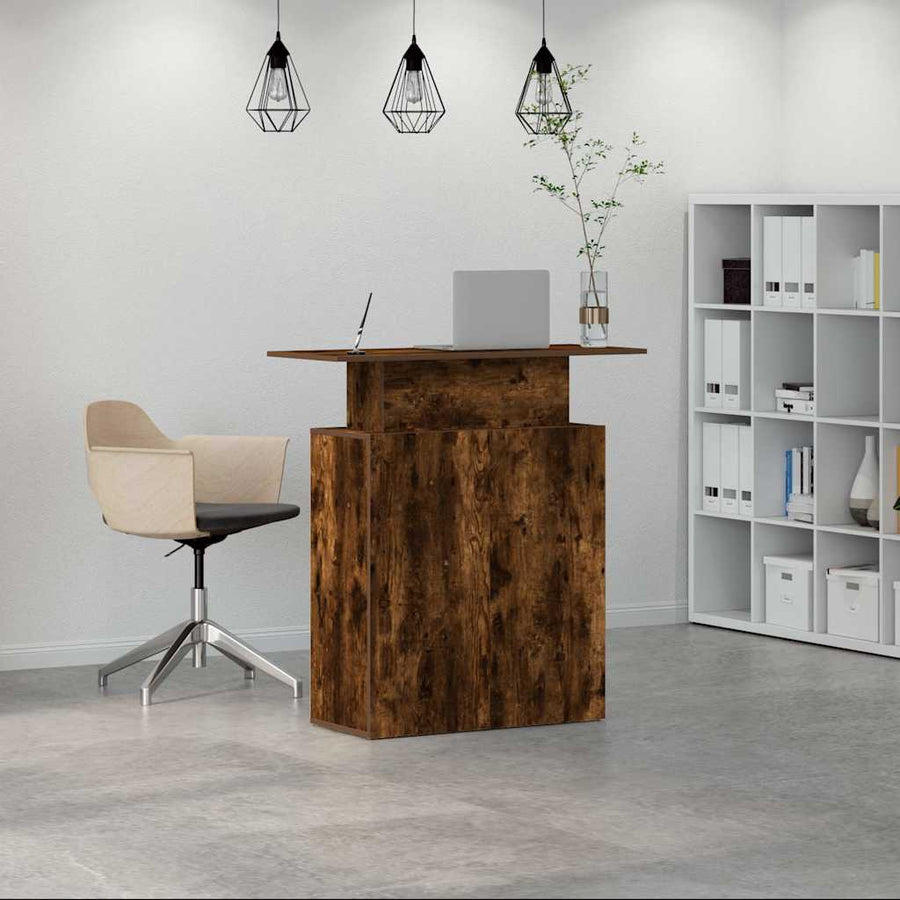 Receptiebalie 100X40X104 Cm Bewerkt Hout Kleurig Gerookt eiken