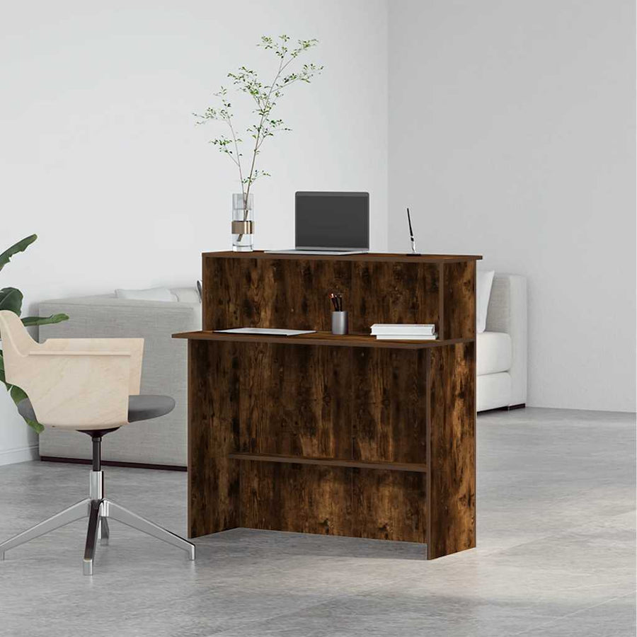 Receptiebalie 100X40X104 Cm Bewerkt Hout Kleurig Gerookt eiken