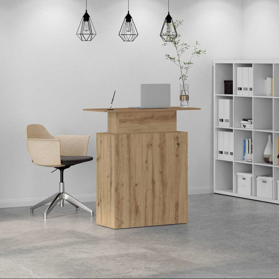 Receptiebalie 100X40X104 Cm Bewerkt Hout Artisanaal Eikenkleur artisanaal eikenkleurig