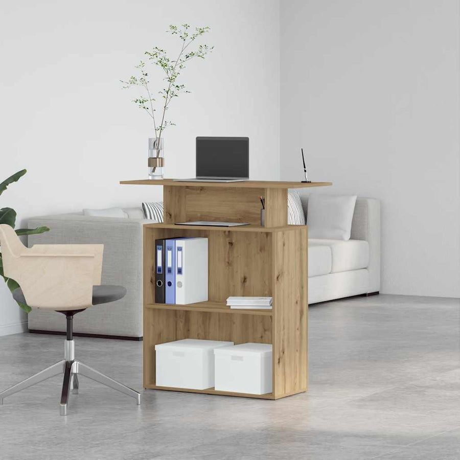 Receptiebalie 100X40X104 Cm Bewerkt Hout Artisanaal Eikenkleur artisanaal eikenkleurig