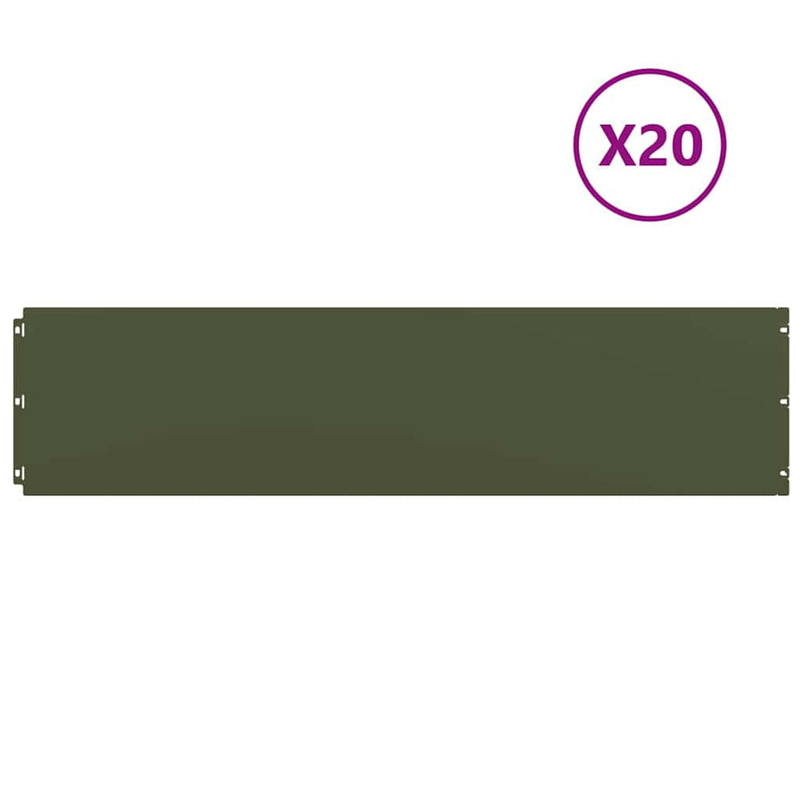 Gazonranden 20 st 25x103 cm koudgewalst staal olijfgroen