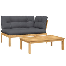 2-delige Loungeset pallet met kussens massief acaciahout