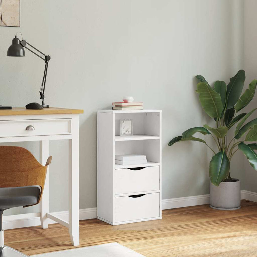 Bijzetkast met lades ODDA 40x24x79 cm massief grenenhout wit