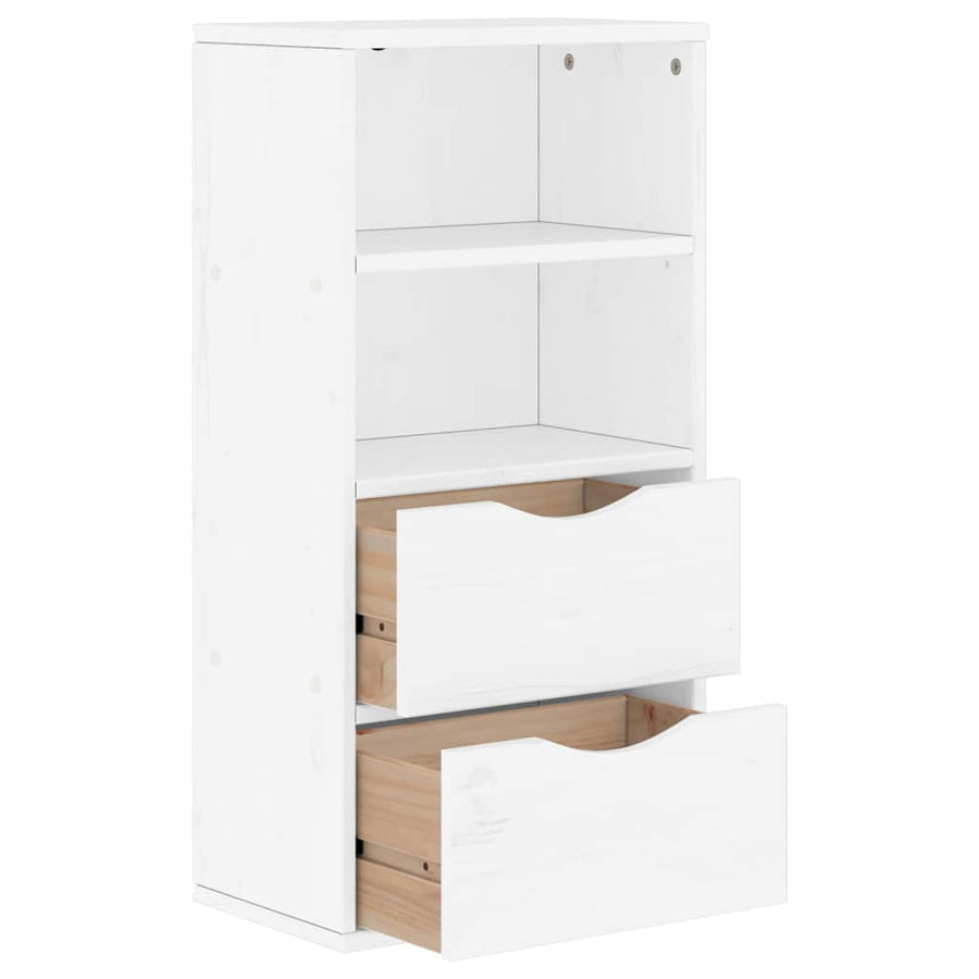 Bijzetkast met lades ODDA 40x24x79 cm massief grenenhout wit