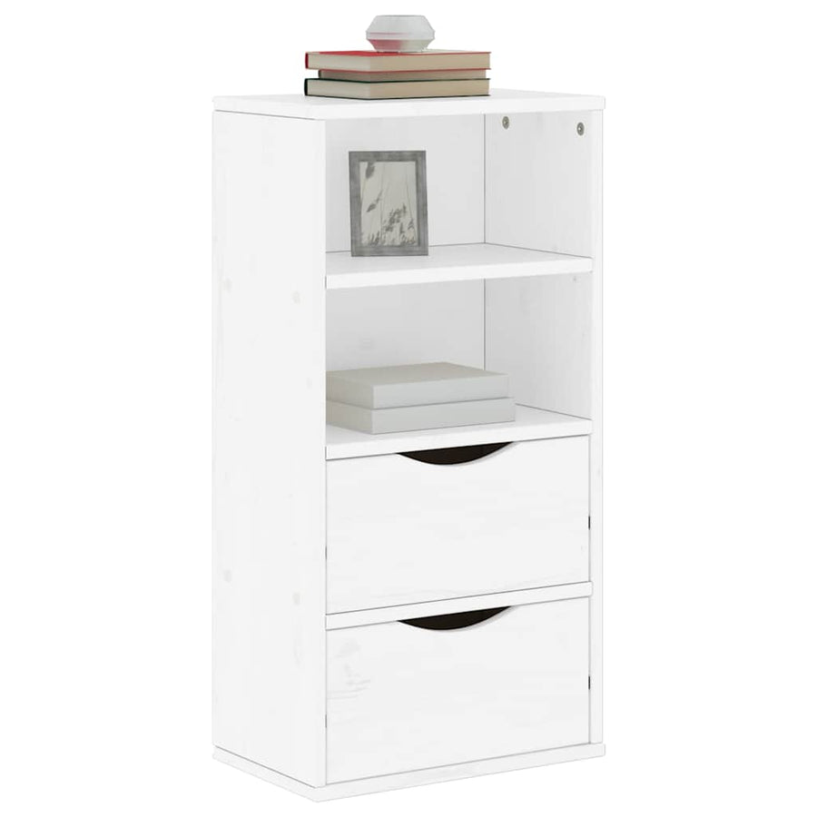 Bijzetkast met lades ODDA 40x24x79 cm massief grenenhout wit