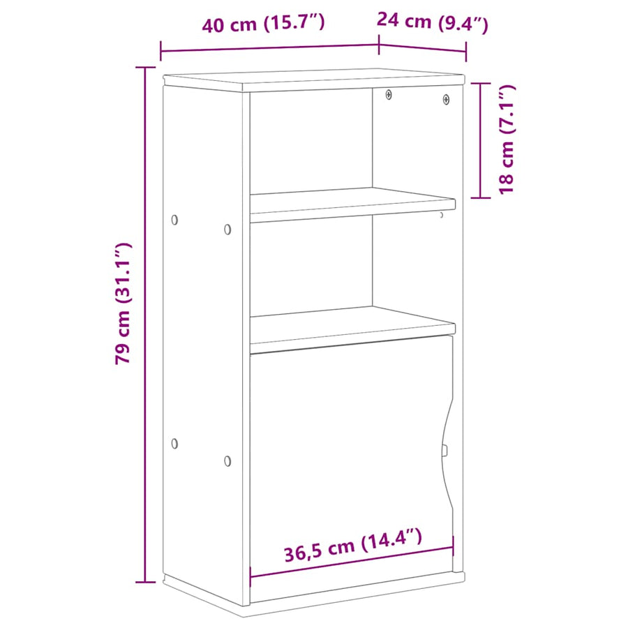 Bijzetkast ODDA 40x24x79 cm massief grenenhout wit