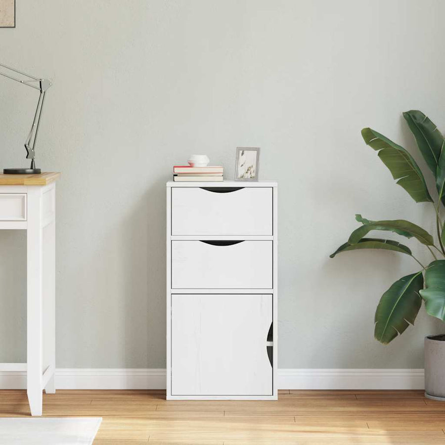 Bijzetkast met lades ODDA wit 40x24x79 cm massief grenenhout