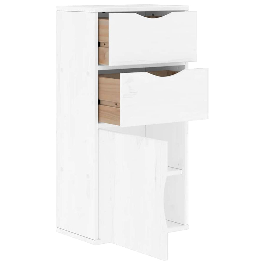 Bijzetkast met lades ODDA wit 40x24x79 cm massief grenenhout