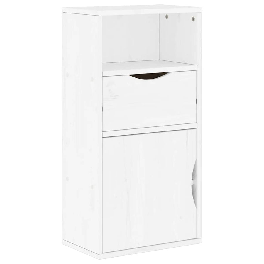 Bijzetkast met lade ODDA 40x24x79 cm massief grenenhout wit