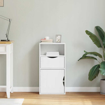 Bijzetkast met lade ODDA 40x24x79 cm massief grenenhout wit