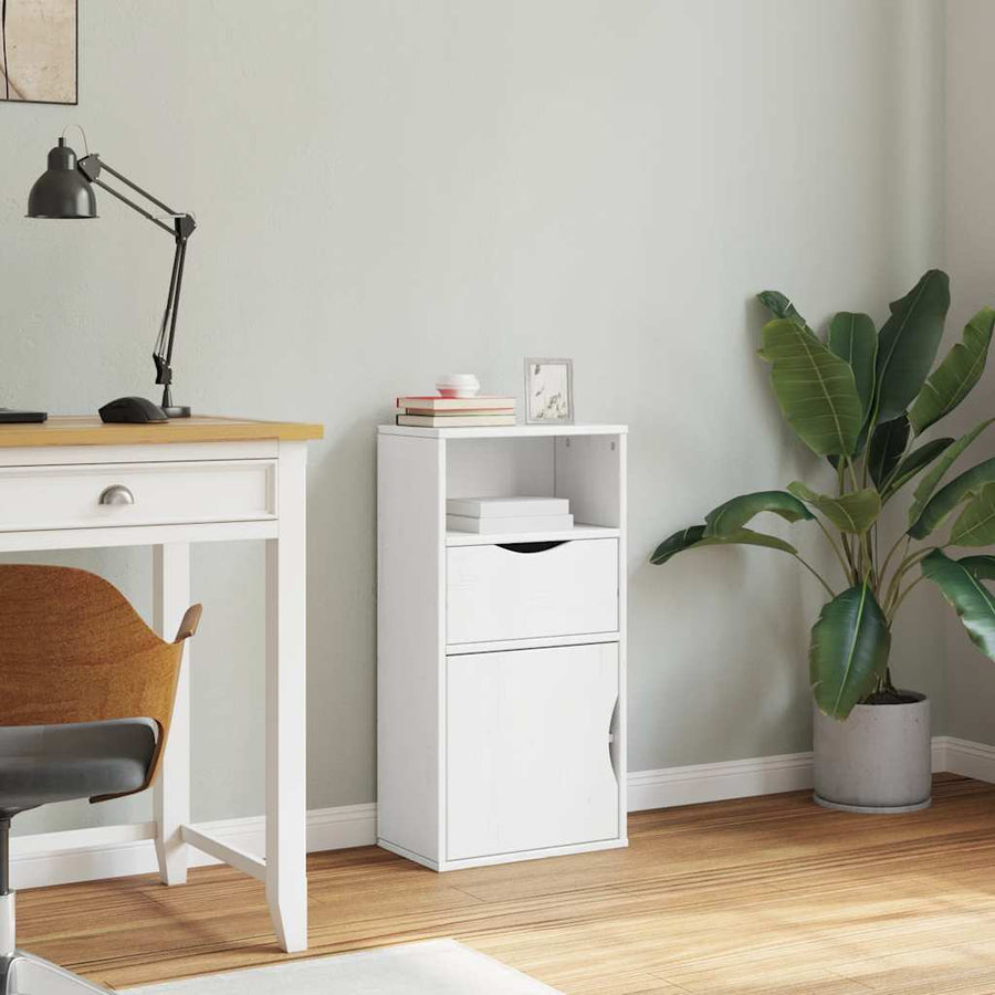 Bijzetkast met lade ODDA 40x24x79 cm massief grenenhout wit