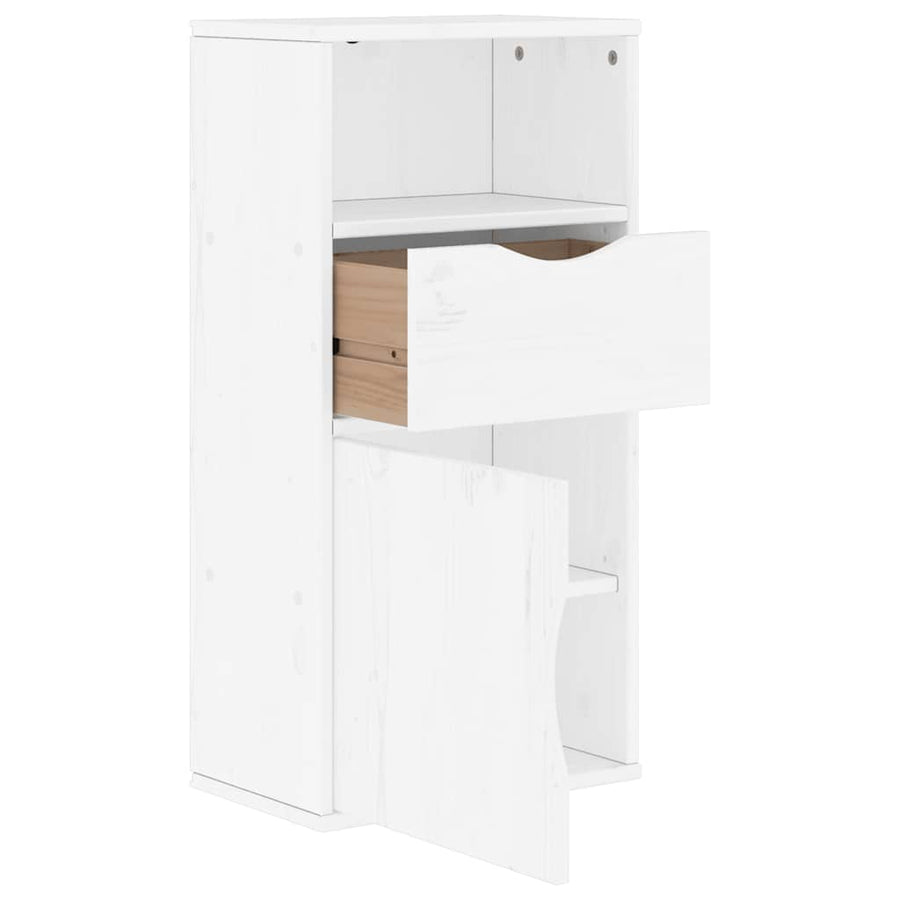 Bijzetkast met lade ODDA 40x24x79 cm massief grenenhout wit