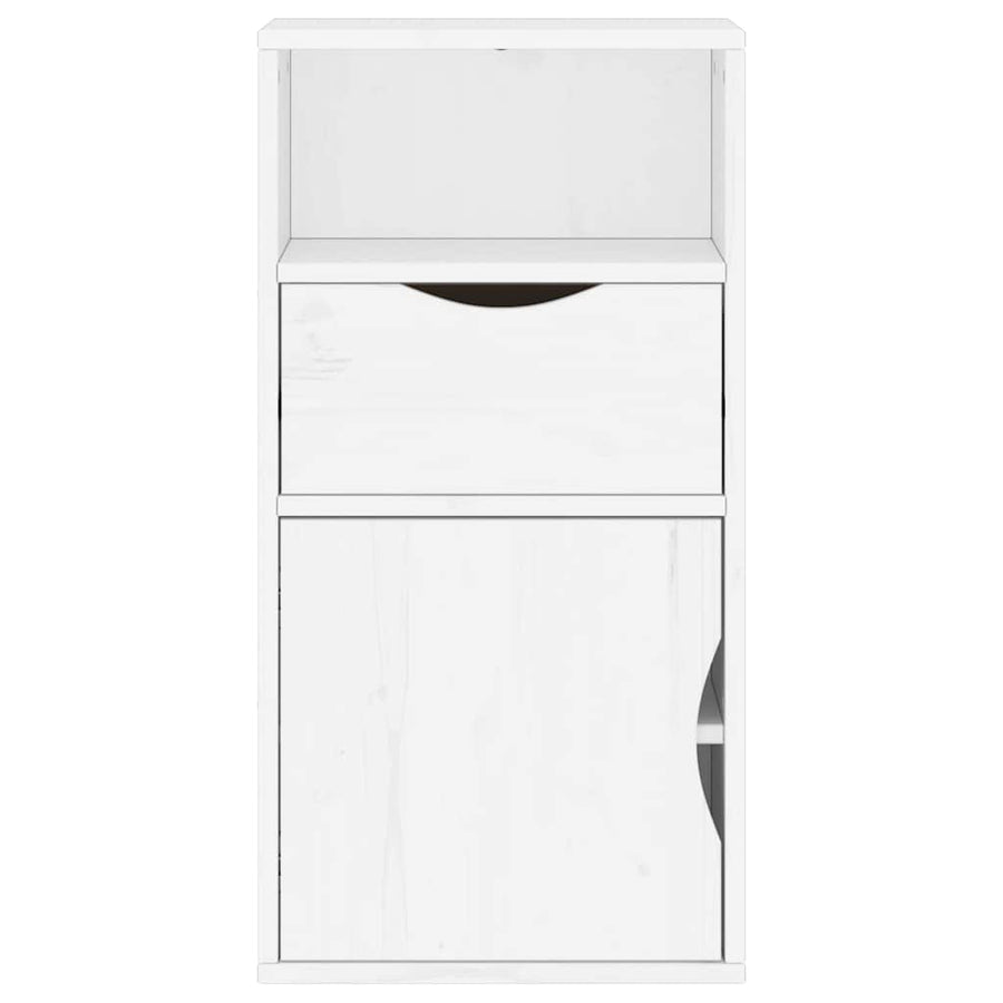 Bijzetkast met lade ODDA 40x24x79 cm massief grenenhout wit