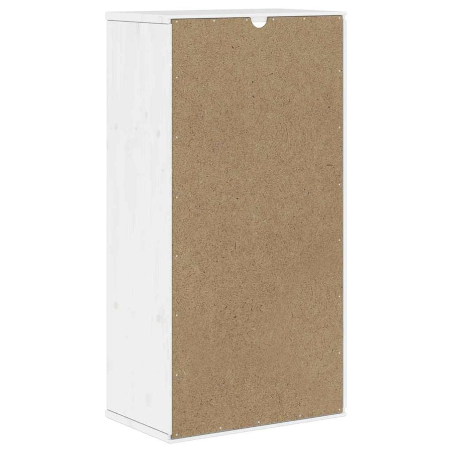 Bijzetkast met lade ODDA 40x24x79 cm massief grenenhout wit