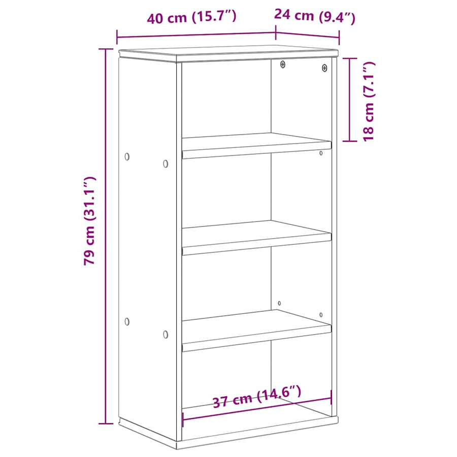 Bijzetkast ODDA 40x24x79 cm massief grenenhout