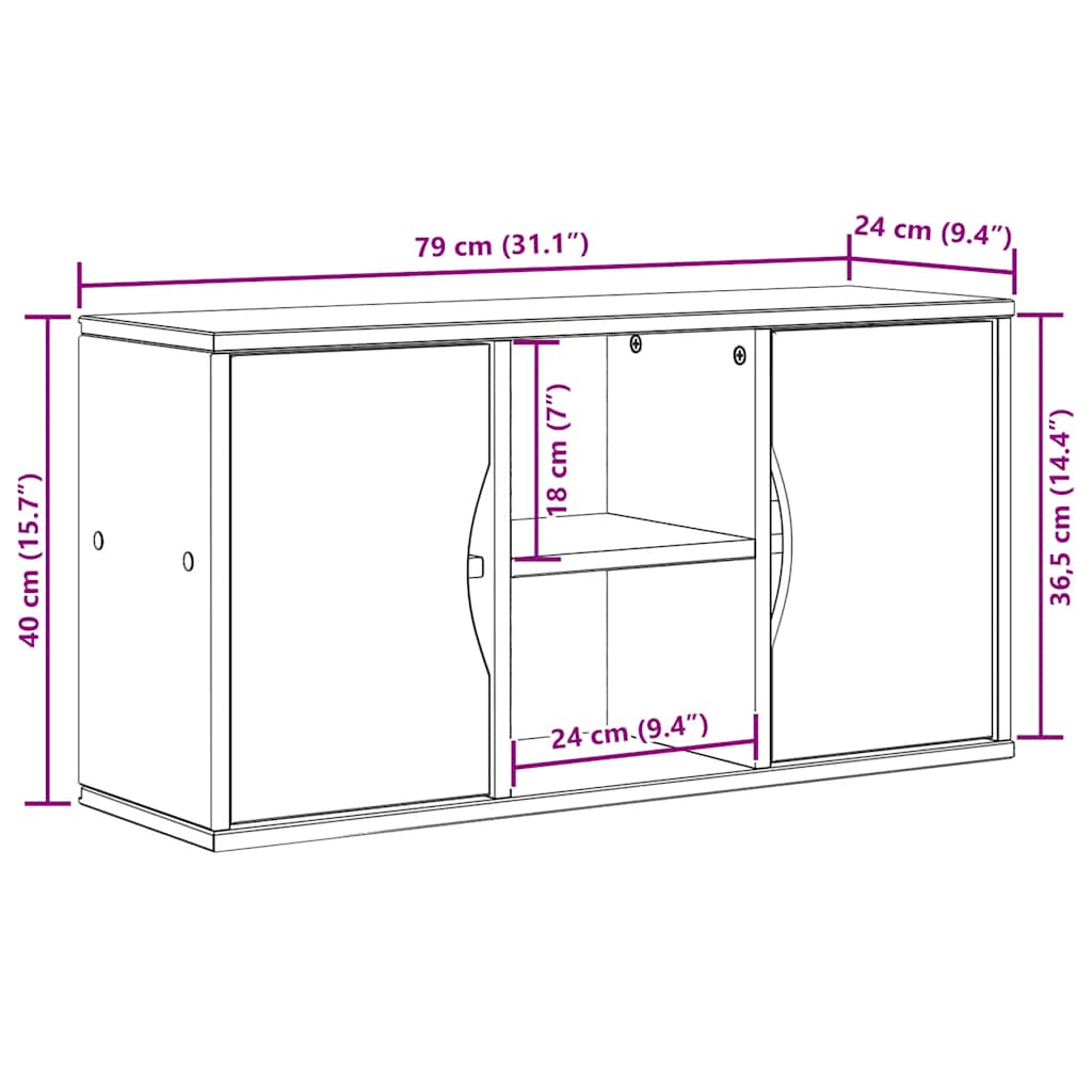 Tv-meubel ODDA 79x24x40 cm massief grenenhout