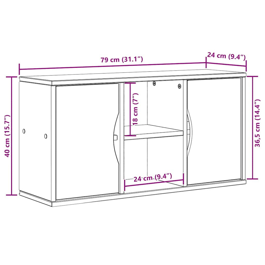 Tv-meubel ODDA 79x24x40 cm massief grenenhout
