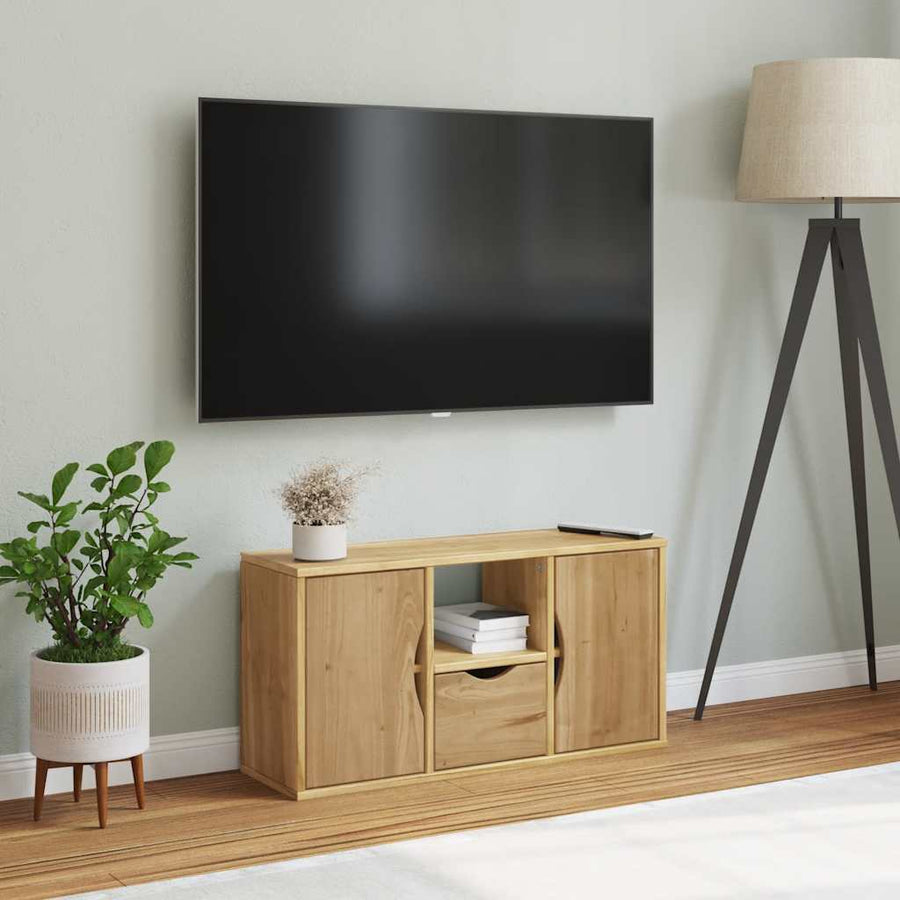 Tv-meubel met lade ODDA 79x24x40 cm massief grenenhout