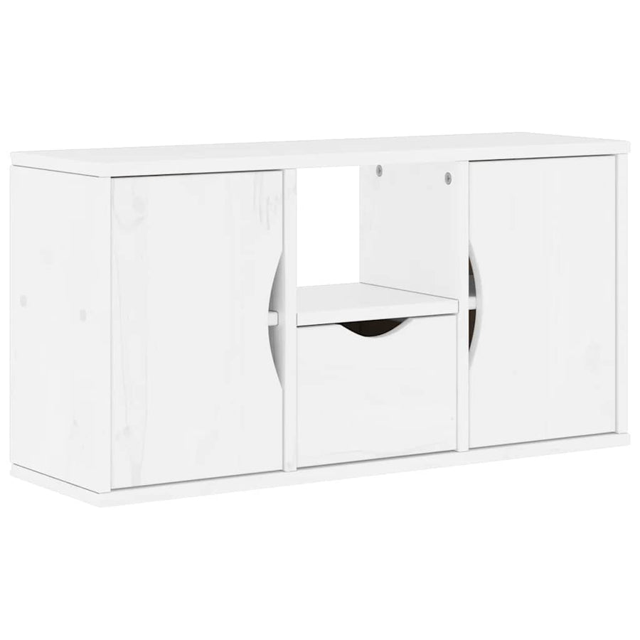 Tv-meubel met lade ODDA 79x24x40 cm massief grenenhout wit
