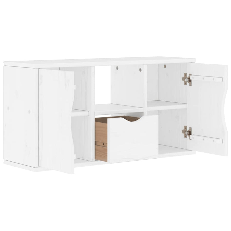 Tv-meubel met lade ODDA 79x24x40 cm massief grenenhout wit
