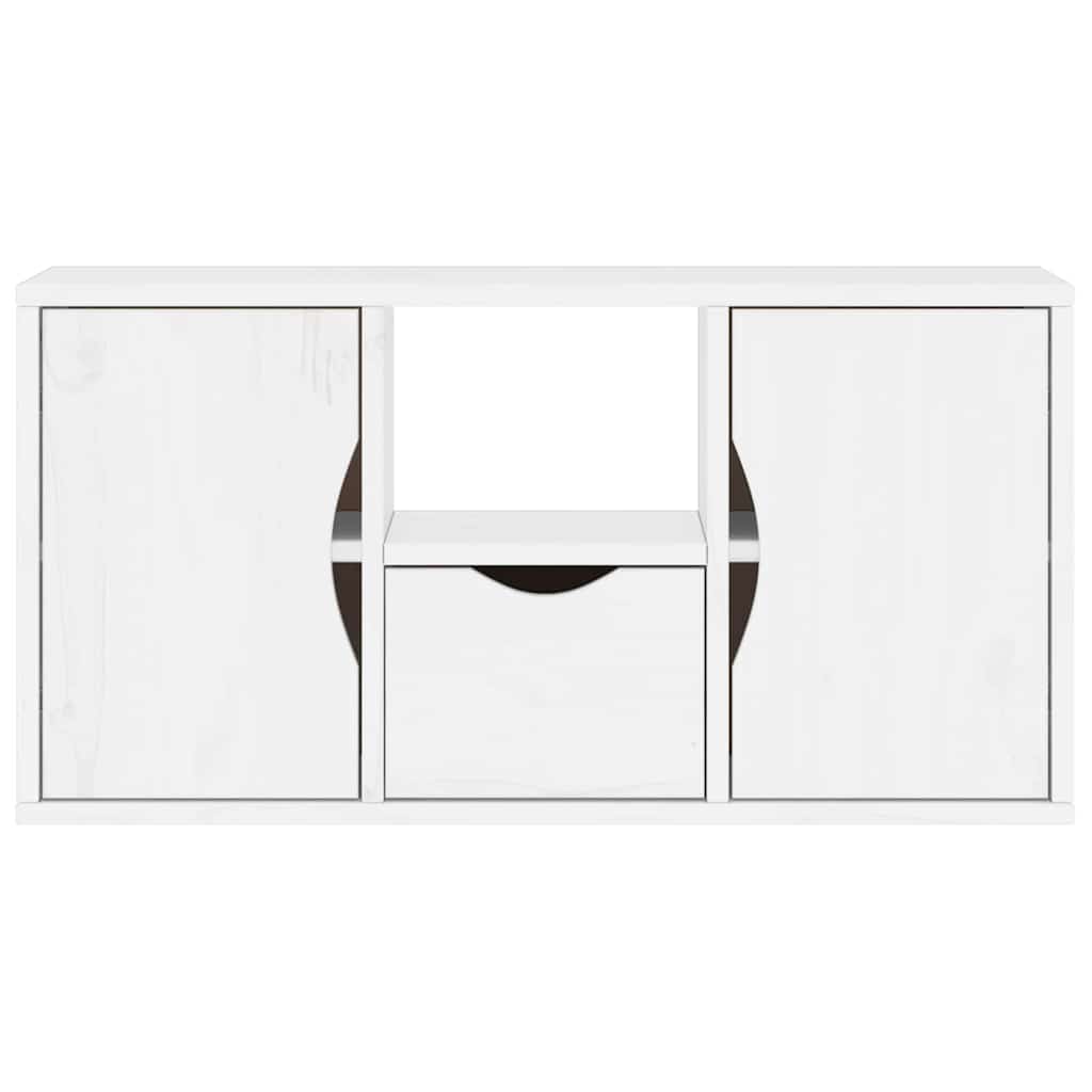 Tv-meubel met lade ODDA 79x24x40 cm massief grenenhout wit